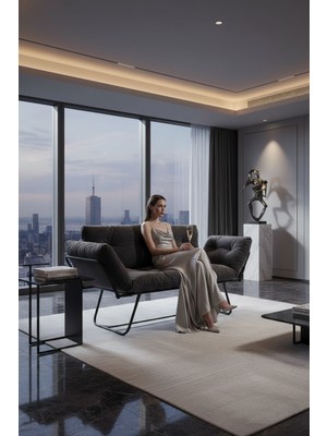 AVYNA Vortexa™ Katlanır Yataklı Ikili Kanepe – Mekanizmalı Premium Çekyat Koltuk, Füme