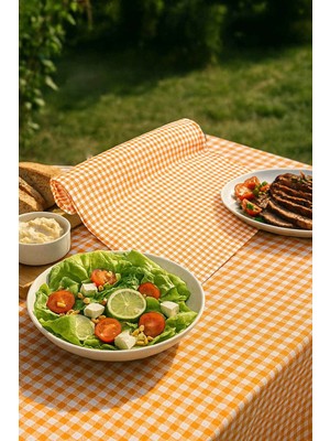 Mira Home Zefir Desen Sofra Bezi Masa Örtüsü 170 x 170 cm Turuncu