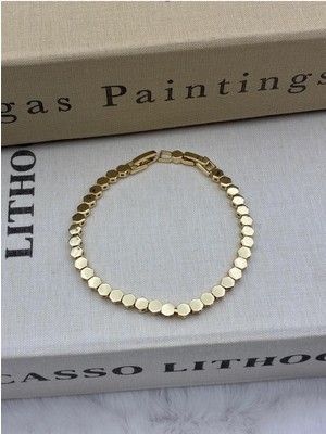 Hedef Bujiteri 14K Gold Renk Petek Model Basıc Bileklik CM70