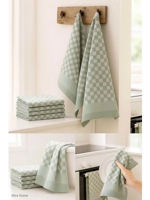 Mira Home 10 Lu Dama Desenli Mutfak Kurulama Bezi 50X70 cm  Yeşil