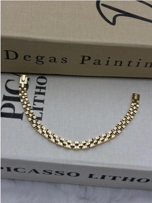 Hedef Bujiteri 14K Gold Renk Saat Kordon Model Zincir Bileklik CM68