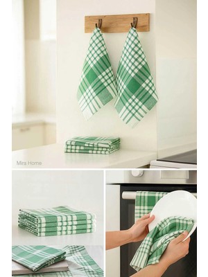 Mira Home 10 Lu Lüks Bulaşık Kurulama Bezi ve Mutfak Peçetesi 50X70 cm Daily Yeşil