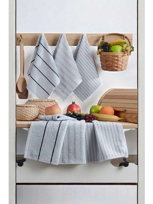 Mira Home 6 Lı Luna Naturel Mutfak Havlu Seti %100 Pamuklu 30X50 cm Açık Gri