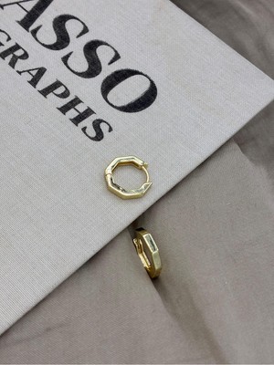 Hedef Bijuteri Gold Renk Basıc Sekizgen Köşeli Halka Küpe CM182