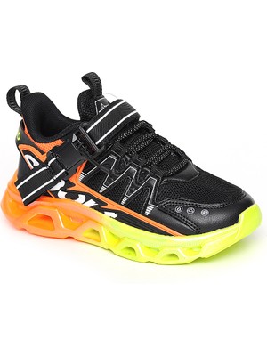 Pepino 2193 Erkek Çocuk Siyah Fosfor Turuncu-Sarı Spor Ayakkabı