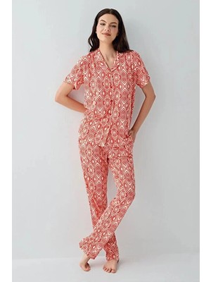 Arnetta Kısa Kol Önden Düğmeli Kadın Pijama Takım 3613
