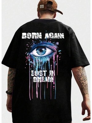 Punix Punıx Büyük Beden Born Agaın Sırt Baskılı %100 Pamuk Yüksek Kalite Yazlık Erkek Battal T-Shırt