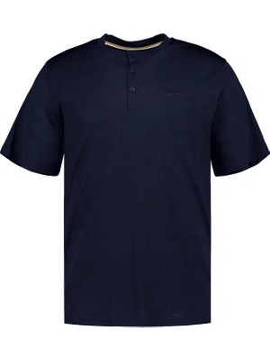 Boss Erkek Normal Kalıp Düğmeli Yaka Yün Içerikli Kısa Kollu Lacivert T-Shirt 50554777-404