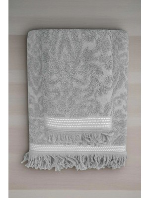 Mira Home 2 Parça Jakarlı Banyo Havlu Takımı %100 Pamuklu 90X150 cm Arden Gri