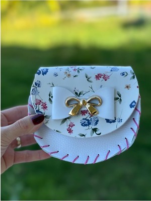 Miliva Askılı Renkli Çocuk Çantası | Mini Çocuk Çanta | Renkli Fiyonklu Çiçekli Çanta | Çocuk Kol Çantası