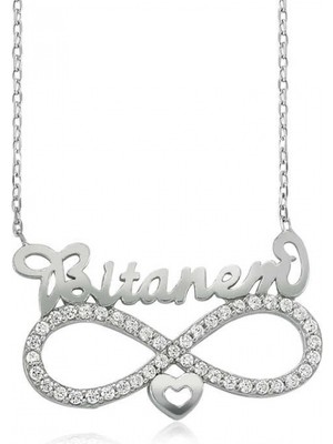 Supertrend Gümüş Bitanem Yazılı Sonsuzluk Bayan Kolye