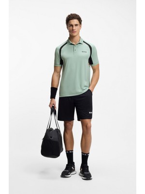Boss Erkek Çabuk Kuruyan Esnek Pamuklu Dar Kesim Yeşil Polo Yaka T-Shirt 50554552-357