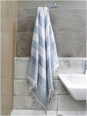 Mira Home Pure Linen 90X170 cm Doğal Pamuk Peştamal Havlu Mavi