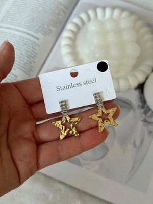 Hercy Zirkon Taşlı Yıldız Model Paslanmaz Çelik Küpe