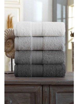 Mira Home 4 Lü El Yüz Havlu Seti %100 Pamuklu Gökkuşağı 50X85 cm Antrasit