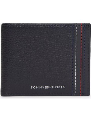 Tommy Hilfiger Erkek Nakit Para ve Kart Bölmeli Işlemeli %100 Deri Lacivert Cüzdan AM0AM14232-DW6
