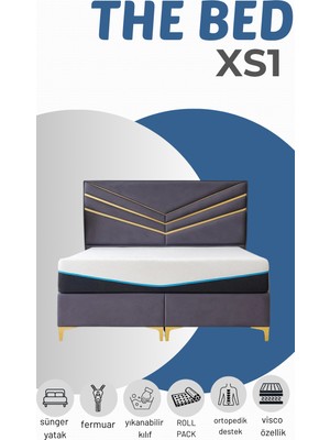 Meg'a Bedding Bed Xs1 Yaysız Sünger Yatak Antibakteriyel Yatak  Fermuarlı Yıkanabilir Kılıflı Ortopedik Visco Yatak