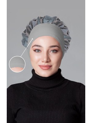 Nanak Gri Likralı Fırfırlı Kaymayan Bone