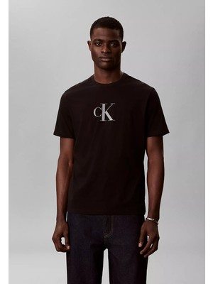 Calvin Klein Erkek Kısa Kol Bisiklet Yaka Ck Yazı Detay Reqular Fit Siyah T-Shirt LV04RF853G-UB1