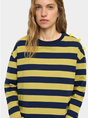Parfois Çizgili Sweatshirt %100 Pamuk