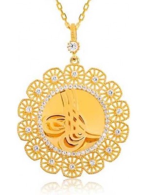 Supertrend Gümüş Tuğralı Altın Kaplama Bayan Kolye