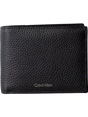 Calvin Klein Erkek Ck Yazı Detaylar Deri Kapamasız Iç Bölmeli Kartlık ve Nakit Bölümlü Siyah Cüzdan LV04D1241G-UB1
