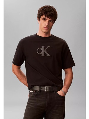 Calvin Klein Erkek Kısa Kol Ck Yazı Detay Bisiklet Yaka Siyah T-Shirt LV04RF819G-UB1