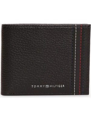 Tommy Hilfiger Erkek Nakit Para ve Kart Bölmeli Işlemeli %100 Deri Siyah Cüzdan AM0AM14232-BDS