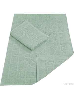 Mira Home 2 Li Banyo Ayak Havlusu %100 Pamuk 50X70 cm Şık Menesch Yeşil Renkli Tasarım