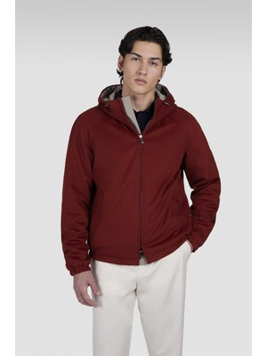 Paul & Shark Erkek Regular Fit Kapüşonlu Çift Taraflı Kaşmir Bej-Bordo Ceket 15312426-533