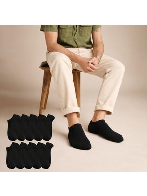 Kral Socks  Patik Çorap Seti Düz Desen Yüksek Pamuk Oranı 10 Çift Ekonomik Paket