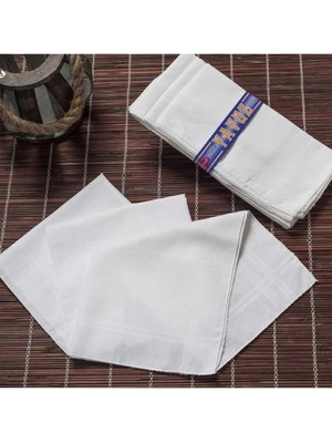 Mira Home 12 Li El Cep Beyaz Kumaş Mendil 39X39 cm Pamuklu Ym Beyaz