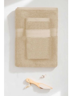 Mira Home 2 Parça Battal Lüks Premium Banyo Spa Havlu Takımı 90X170 cm Bej