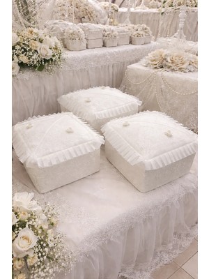 Dilex Oyalı Beyaz Ekru Hurç 3'lü Set