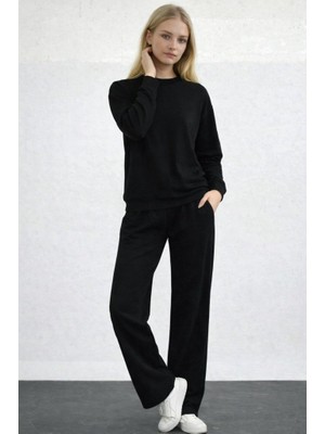 Barış Beauty Kadın Uzun Kollu Bisiklet Yaka Viskon Iki Iplik Bluz ve Pantolon Ikili Takım
