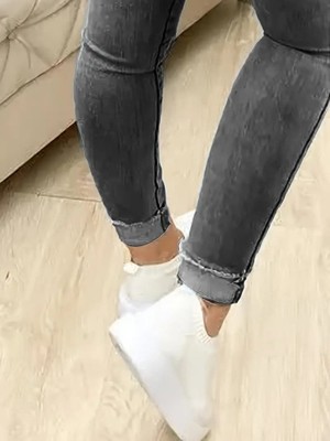 Barış Beauty Kadın Yüksek Bel Önden Düğmeli Jean Pantolon