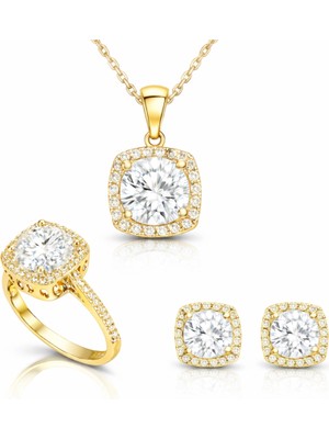 Gümüş Gold Kare Montür Kadın Set