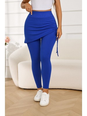 Barış Beauty Kadın Yüksek Bel Yandan Büzgülü Alttan Uzun Kaşkorse Tayt Etek