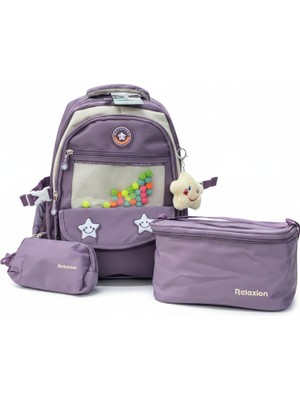 Benitto Kids Relaxion 3'lü Set Aksesuarlı Çocuk Ilkokul Çantası Kalemlikli Beslenme Çantalı Sırt Çantası 1940