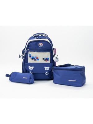 Benitto Kids Relaxion 3'lü Set Aksesuarlı Çocuk Ilkokul Çantası Kalemlikli Beslenme Çantalı Sırt Çantası 1940