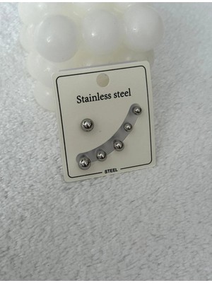 Hercy Çelik Silver Top Küpe Set | Çelik Küpe Set | Top Top Küpe Set