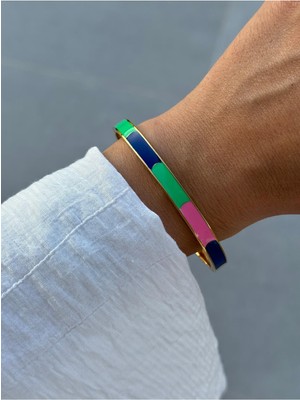 Hercy Renkli Mineli 316L Paslanmaz Ithal Çelik Kelepçe Bileklik