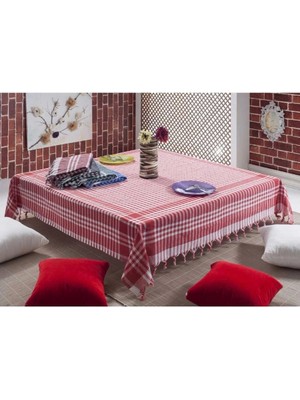 Mira Home Gözde 170X170 Cm. Kareli Desen Üçlü Sofra Bezi / Masa Örtüsü