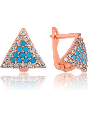 Supertrend Gümüş Mavi Üçgen Küpe