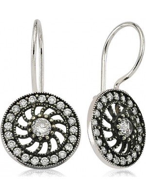 Supertrend Gümüş Taşlı Sallantılı Çiçek Küpe