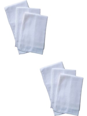 Mira Home 6 Lı El Cep Yaka Kumaş Mendil 36X36 cm 100 Pamuklu Tm Beyaz