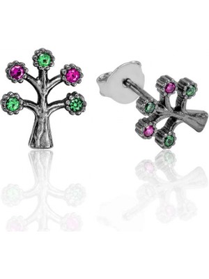 Supertrend Gümüş Hayat Ağacı Çivili Küpe