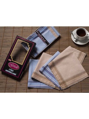 Mira Home Siyah Kutulu 42X42 cm Düzine 12 Adet Kumaş Mendil-Gm 07