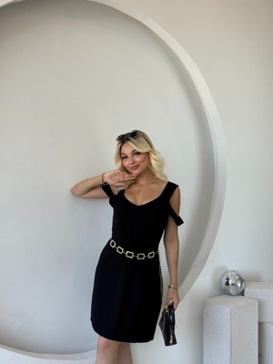 Barış Beauty Kadın Askılı Soğuk Omuz Detaylı Modal Elbise