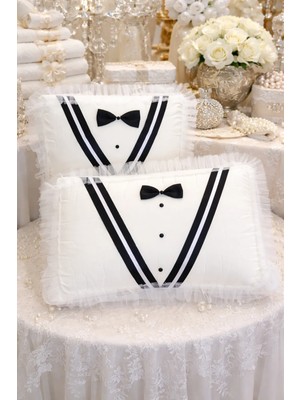 Dilex Beyaz Damat Figürlü 2 Parça  Damat Bohçası  Çeyizlik Damat Hurcu Set